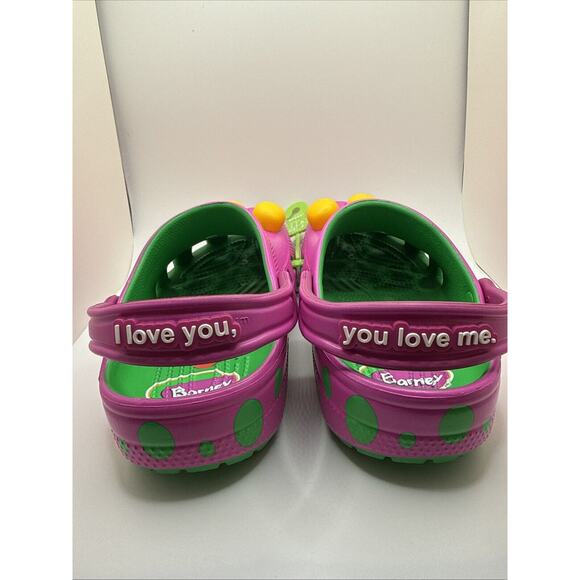 BRAND NEW Crocs Limited Edition Barney Classic Clog Size J2 - Picture 3 of 5